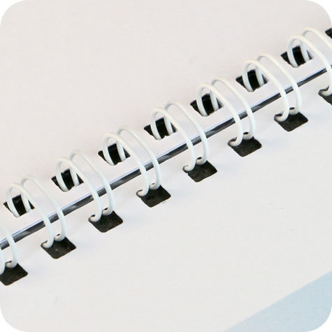 legatoria Spirali metalliche 34anelli, 6,4mm BIANCO passo 3:1, lunghezza 297mm, spessore 6,4mm (1-4 pollice), per rilegare fino a 45 fogli da 80 grammi.