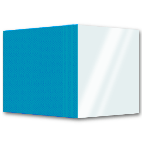 legatoria BROSCART, copertine per brossura AZZURRO,  copertina frontale in pvc TRASPARENTE, retro in cartoncino plastificato goffrato trama TELA, 297x455mm, rilega da 2 a 350 fogli.