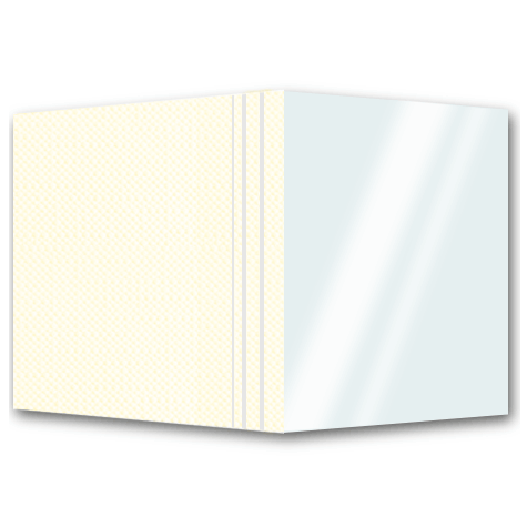 legatoria BROSCART, copertine per brossura BIANCO OPACO,  copertina frontale in pvc TRASPARENTE, retro in cartoncino goffrato plastificato trama TELA, 297x485mm, rilega da 2 a 650 fogli.