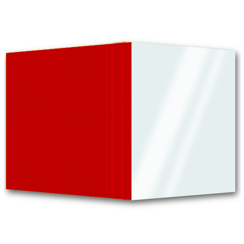 legatoria BROSCART, copertine per brossura ROSSO,  copertina frontale in pvc TRASPARENTE, retro in cartoncino goffrato plastificato trama TELA, 297x485mm, rilega da 2 a 650 fogli.
