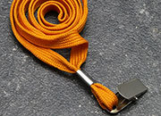 legatoria Cordoncino portabadge, daCollo aMOLLETTA, ARANCIONE con aggancio a MOLLETTA, cordoncino largo 1cm, lunghezza aperto 90cm LEG3257