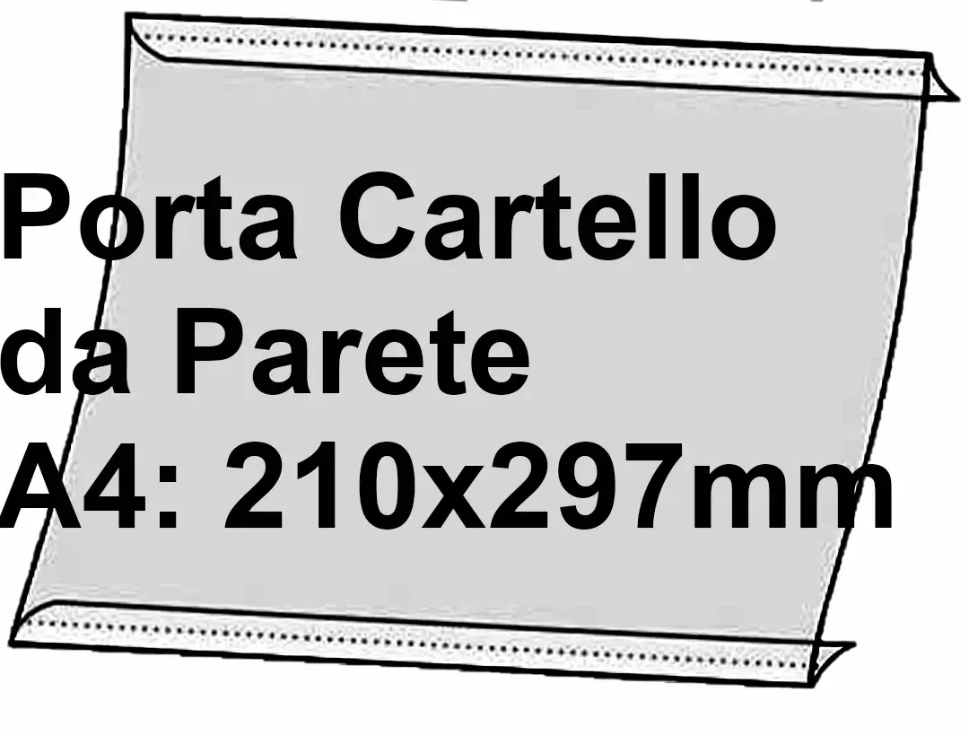 legatoria PortaLocandinaAutoadesivo A4orizzontale 210x297mm PortaCartello TRASPARENTE, con 2 strip ADESIVI, formato A4 (210x297mm). In PVC rigido da 400 micron antiriflesso.