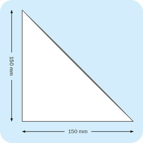 legatoria Tasca triangolare autoadesiva, 150x150mm Corner pocket. Busta triangolare isoscele adesiva in vinile trasparente (colla acrilica trasparente) per inserire listini prezzi, offerte o altri fogli singoli in raccoglitori ad anelli, cataloghi, depliant, ecc.. .