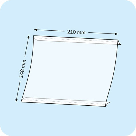 legatoria PortaLocandinaAutoadesivo A5orizzontale 148x210mm PortaCartello TRASPARENTE, con 2 strip ADESIVI, formato A5 (148x210mm). In PVC rigido da 400 micron antiriflesso.