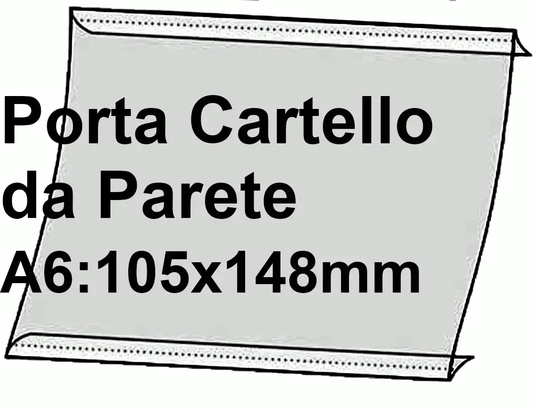 legatoria PortaLocandinaAutoadesivo A6orizzontale 105x148mm PortaCartello TRASPARENTE, con 2 strip ADESIVI, formato A6 (105x148mm). In PVC rigido da 400 micron antiriflesso.