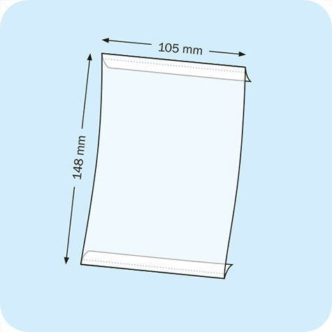 legatoria PortaLocandinaAutoadesivo A6verticale 105x148mm SEMITRASPARENTE, con 2 strip ADESIVI, formato A6 (105x148mm). In PVC rigido da 400 micron antiriflesso.