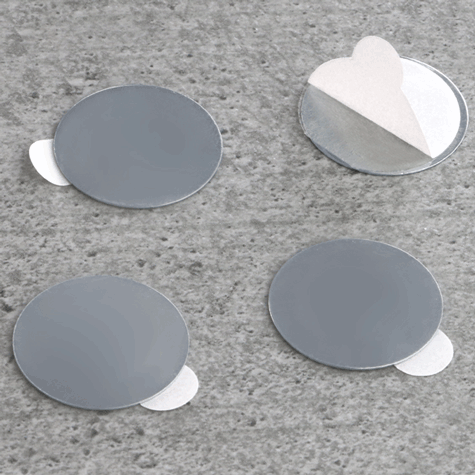 legatoria Dischi metallici autoadesivi, diametro 31mm ZINCATI. Da abbinare a calamite. ADESIVI. Spessore 0,3mm. Ricettori di attrazione magnetica.