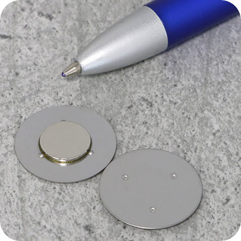 legatoria Calamita magnetica Ufo, Polo NORD Diametro: 10mm. Altezza: 1mm. Calamita con grado magnetico N45 (forza di attrazione massima:1000g), Prodotto da utilizzare associato a  MS.U.10.1.20.N45.S.06.