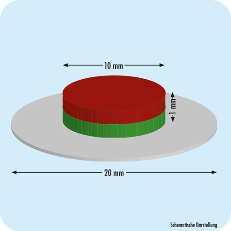 legatoria Calamita magnetica Ufo, Polo NORD Diametro: 10mm. Altezza: 1mm. Calamita con grado magnetico N45 (forza di attrazione massima:1000g), Prodotto da utilizzare associato a  MS.U.10.1.20.N45.S.06.