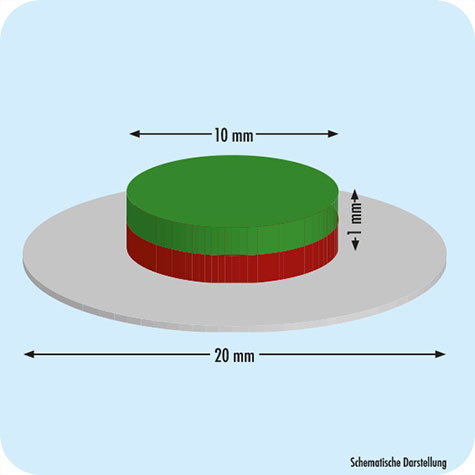 legatoria Calamita magnetica Ufo, Polo SUD AUTOADESIVO. Diametro: 10mm. Altezza: 1mm. Calamita con grado magnetico N45 (forza di attrazione massima:1000g), Prodotto da utilizzare associato a  MS.U.10.1.20.SK.N45.N.06.