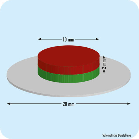 legatoria Calamita magnetica Ufo, Polo NORD Diametro: 10mm. Altezza: 2mm. Calamita con grado magnetico N35 (forza di attrazione massima:1000g), Prodotto da utilizzare associato a  MS.U.10.2.20.N35.S.06.