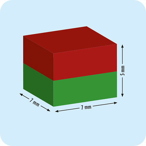 legatoria Calamita rettangolare. 7x7x5mm Calamita rettangolare in FERRITE, grado magnetico Y35 (forza di attrazione: 120g).