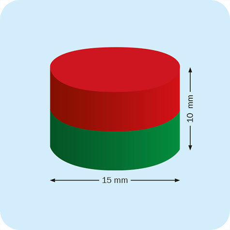 legatoria Calamita diametro 15mm spessore 10mm Calamita cilindrica in ferrite, spessore 10mm, dischi magnetici in FERRITE, grado magnetico Y35 forza di attrazione massima: 750g.