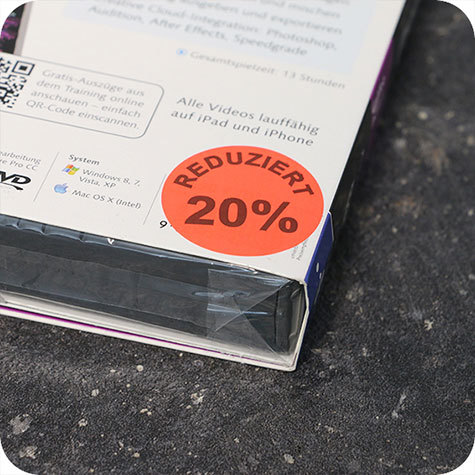 legatoria Bollini autoadesivi in tessuto con testo - Reduziert 20% ROSSO FLUORESCENTE, diametro 30mm, adesivo permanente, in rotolo.