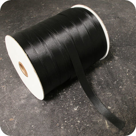 legatoria Nastro di raso, spessore 15mm NERO, tinta unita..