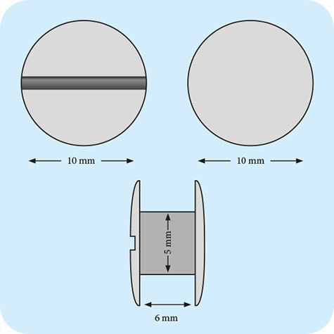 legatoria Viti sepolte rilegatura, RAMATE, 6mm lunghezza 6 mm, testa diametro 10mm, tubetto diametro 5mm, una testa fissa ed una mobile. Per lunghezza, si intende la distanza INTERNA tra le due teste, che corrisponde allo spessore del volume da rilegare.