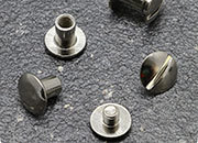 legatoria Viti sepolte rilegatura, INOX, 7mm lunghezza 7 mm, testa diametro 10mm, tubetto diametro 5mm, una testa fissa ed una mobile. Per lunghezza, si intende la distanza INTERNA tra le due teste, che corrisponde allo spessore del volume da rilegare.