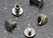 legatoria Viti sepolte rilegatura, INOX, 9mm lunghezza 9 mm, testa diametro 10mm, tubetto diametro 5mm, una testa fissa ed una mobile. Per lunghezza, si intende la distanza INTERNA tra le due teste, che corrisponde allo spessore del volume da rilegare.