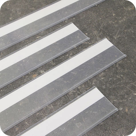 legatoria Binario porta prezzo 39x420mm TRASPARENTE, autoadesivo in PVC.