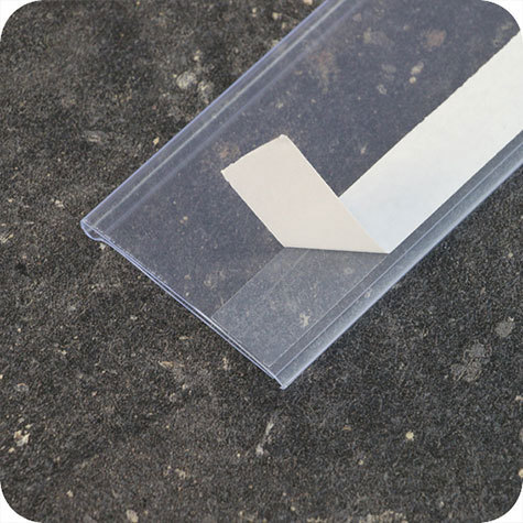 legatoria Binario porta prezzo 39x420mm TRASPARENTE, autoadesivo in PVC.
