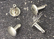 legatoria Olgo per teste tipo A NICHELATO, base bombata chiusa. Base diametro: 9 mm, asta diametro: 3 mm, asta lunga: 10.1 mm, spessore rivettabile:2-6 mm LEG3510