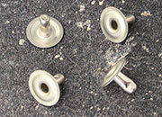 legatoria Olgo per teste tipo A NICHELATO, base aperta. Base diametro: 9.5 mm, asta diametro: 3 mm, asta lunga: 7.7 mm, spessore rivettabile: 2-7 mm LEG3512