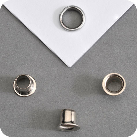 legatoria Occhiello metallico NICHELATO. altezza 3.65 mm Per fori diametro 4.5 mm. testa diametro 6,9 mm (simile a 24-25) BEST PRICE.