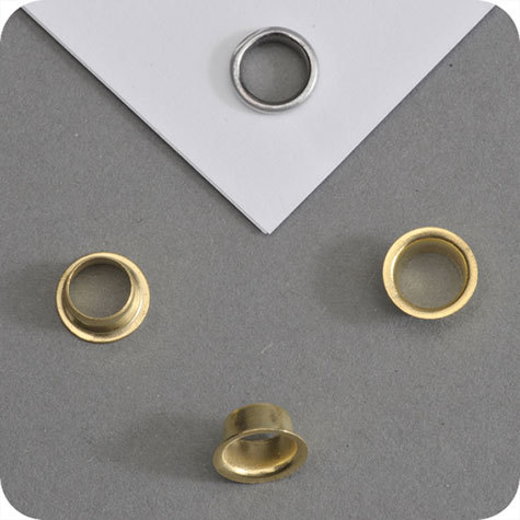legatoria Occhiello metallico per fori diametro 4.5 mm. altezza 3.65 mm OTTONATO, testa diametro 6,9 mm (simile a 24-25) BEST PRICE.