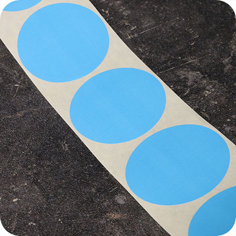 legatoria Bollini autoadesivi colorati diametro 50mm AZZURRO, adesivo permanente, in rotolo.