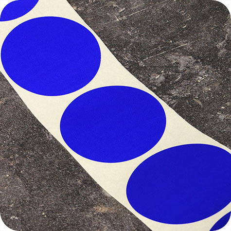 legatoria Bollini autoadesivi colorati diametro 50mm BLU, adesivo permanente, in rotolo.