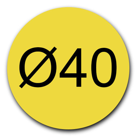 legatoria Bollini autoadesivi colorati diametro 40mm GIALLO, adesivo permanente, in rotolo.