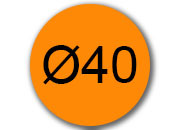 legatoria Bollini autoadesivi colorati diametro 40mm ARANCIONE, adesivo permanente, in rotolo LEG3547