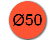 legatoria Bollini autoadesivi colorati diametro 50mm ROSSO, adesivo permanente, in rotolo.