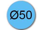 legatoria Bollini autoadesivi colorati diametro 50mm AZZURRO, adesivo permanente, in rotolo.