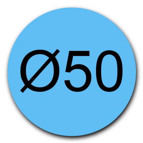 legatoria Bollini autoadesivi colorati diametro 50mm AZZURRO, adesivo permanente, in rotolo.