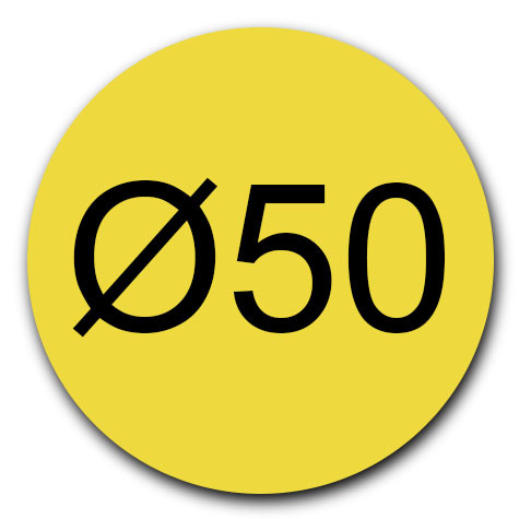 legatoria Bollini autoadesivi colorati diametro 50mm GIALLO, adesivo permanente, in rotolo.