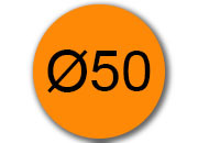 legatoria Bollini autoadesivi colorati diametro 50mm ARANCIONE, adesivo permanente, in rotolo LEG3556