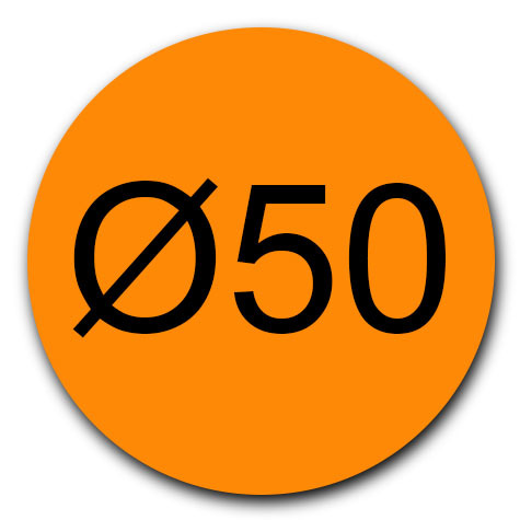 legatoria Bollini autoadesivi colorati diametro 50mm ARANCIONE, adesivo permanente, in rotolo.