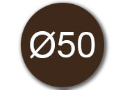 legatoria Bollini autoadesivi colorati diametro 50mm MARRONE, adesivo permanente, in rotolo.