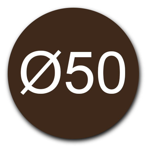 legatoria Bollini autoadesivi colorati diametro 50mm MARRONE, adesivo permanente, in rotolo.