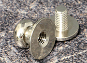 legatoria Perno Sam Browne, pomello 7mm NICHELATO. Profondit totale pomello 7mm, testa pomello diametro 6.5mm LEG3567