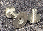 legatoria Perno Sam Browne, pomello 13mm NICHELATO. Profondit totale pomello 13mm, testa pomello diametro 7mm LEG3569