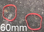 legatoria Elastici a fascetta diametro 60mm ROSSO, sezione 3x1mm, dimensioni stese 3x90mm LEG3578