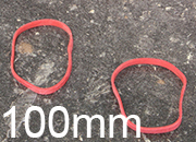 legatoria Elastici a fascetta diametro 100mm ROSSO, sezione 3x1mm, dimensioni stese 3x160mm.