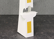 legatoria Piedino DOPPIO,posterioreA5 (130x200mm) BIANCO. Ideale per realizzare cartelli espositivi da banco. Cartone spesso 1mm, con doppio strip autoadesivo  LEG3586