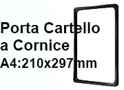 legatoria CornicePerLocandina, A4(210x297mm), NERO Cornici di Plastica per cartelli o locandine. Dimensioni esterne 212x303mm, dimensioni riquadro interno 190x280mm. Angoli arrotondati..