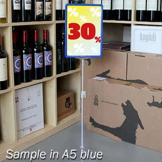 legatoria Locandina con piantana A3, ROSSO Asta in alluminio, regolabile da 35 a 55cm. Base: 195x160mm.