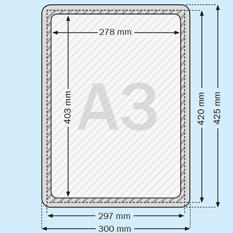 legatoria Locandina con piantana A3, ROSSO Asta in alluminio, regolabile da 35 a 55cm. Base: 195x160mm.