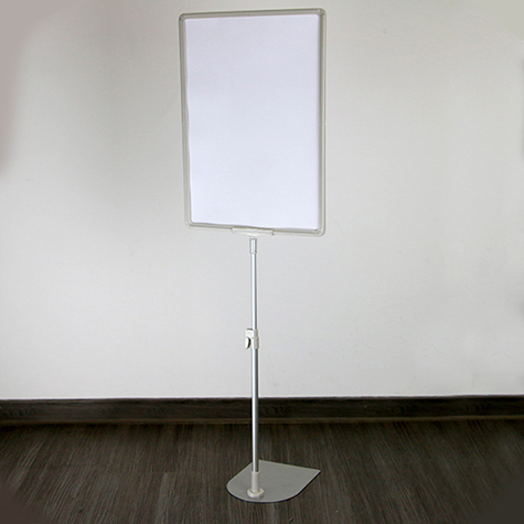 legatoria Locandina con piantana A3, GRIGIO Asta in alluminio, regolabile da 30 a 50cm. Base: 210x160mm.