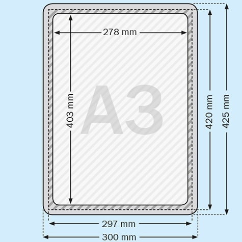 legatoria Locandina con piantana A3, GRIGIO Asta in alluminio, regolabile da 30 a 50cm. Base: 210x160mm.